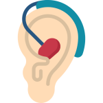 Hearing aid in ear icon